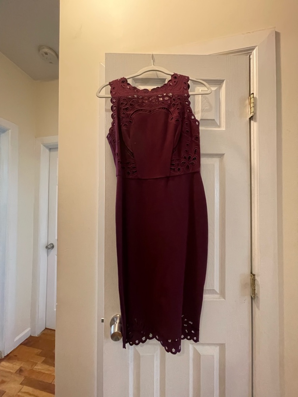 Ted Baker Burgundy Lace-Trim Midi Dress